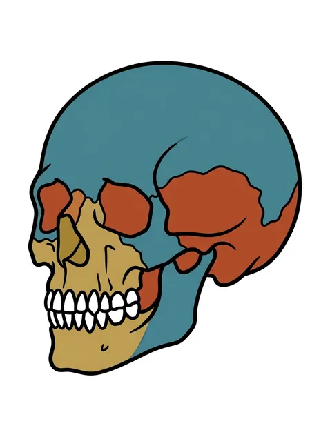 illustrative Skull tattoo design, in colour