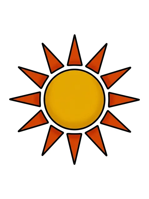 Color illustrative sun tattoo design: a stylized sun