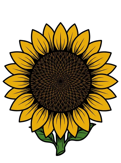 Color illustrative sunflower and flower tattoo design