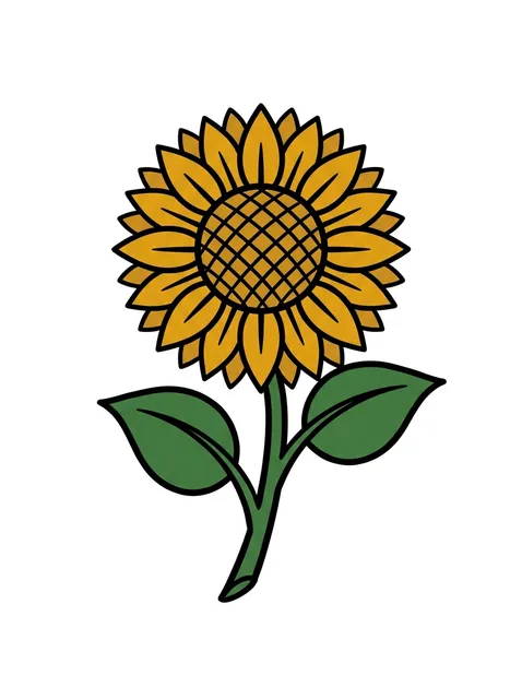 Color illustrative sunflower and flower tattoo design