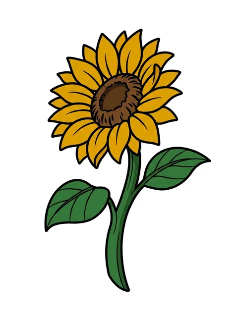 Color illustrative sunflower and flower tattoo design