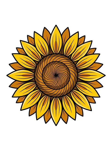 Color illustrative flower and sunflower tattoo design