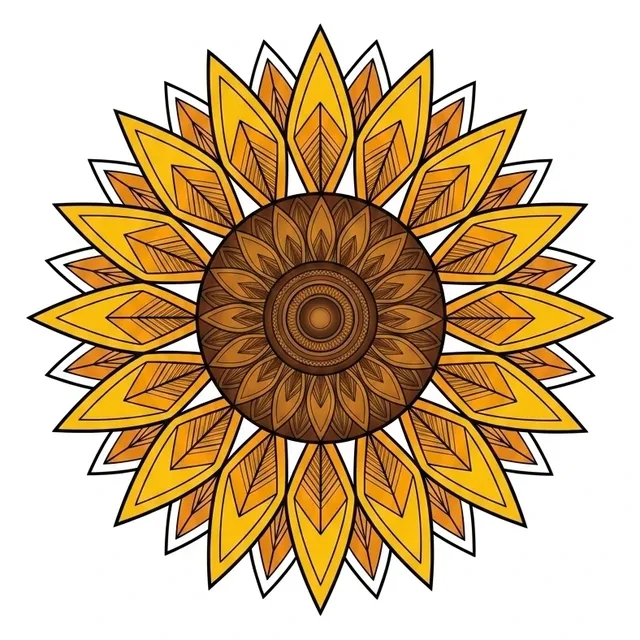 illustrative Sunflower tattoo design, in colour