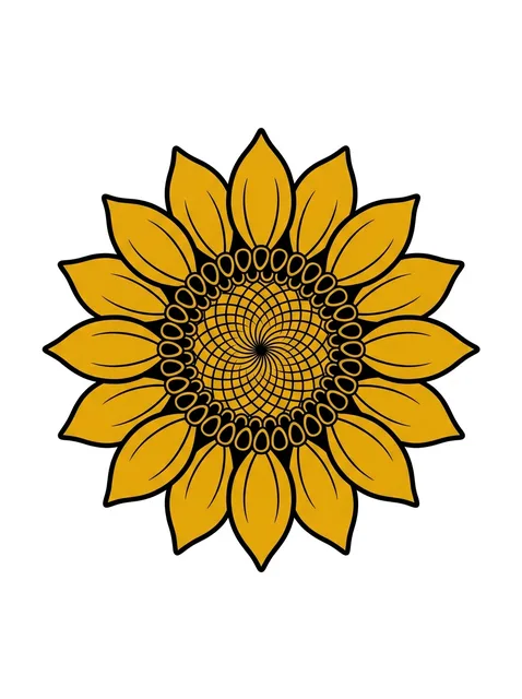 illustrative Sunflower tattoo design, in colour