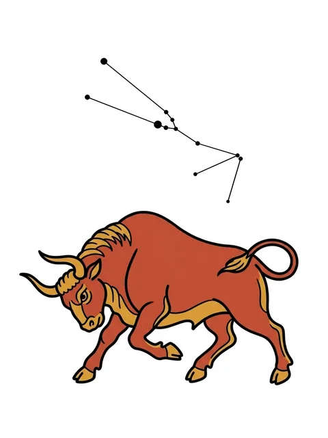Color illustrative taurus and bull tattoo design