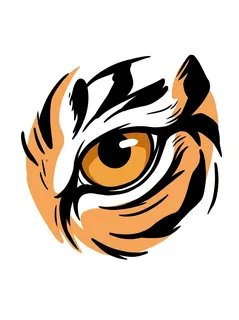 Color illustrative tiger and eye tattoo design: a tiger's eye