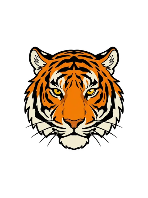 Color illustrative tiger tattoo design: a tiger's head