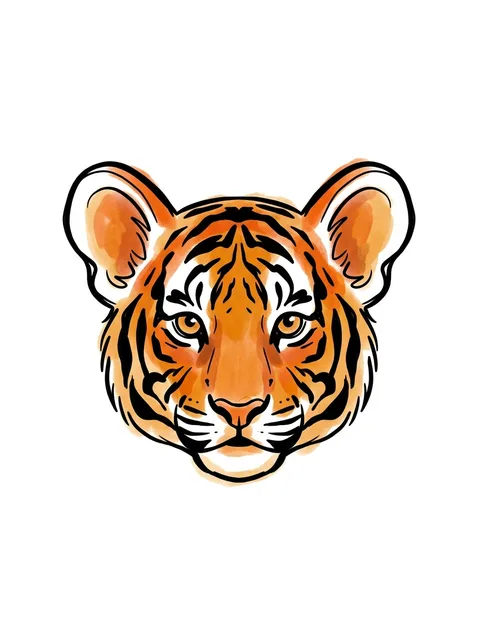 illustrative Tiger tattoo design, in colour