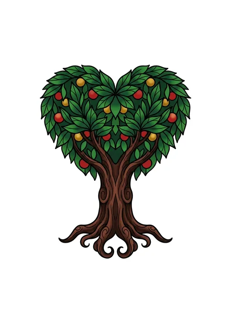 Color illustrative tree of life tattoo design