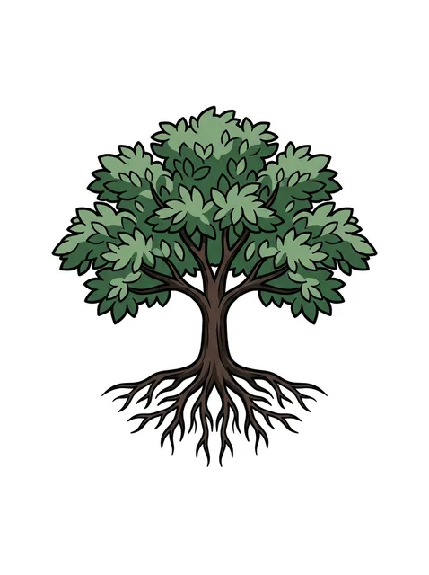 Color illustrative tree tattoo design