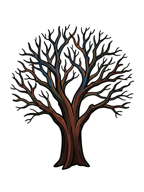 Color illustrative tree tattoo design