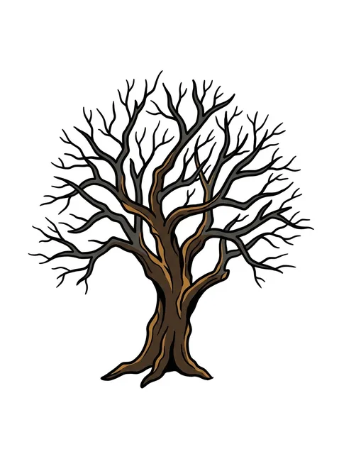 Color illustrative tree tattoo design