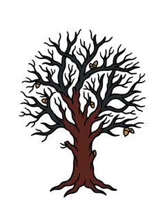 Color illustrative tree tattoo design