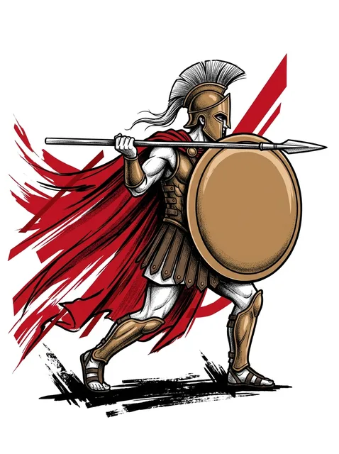 Color illustrative warrior tattoo design
