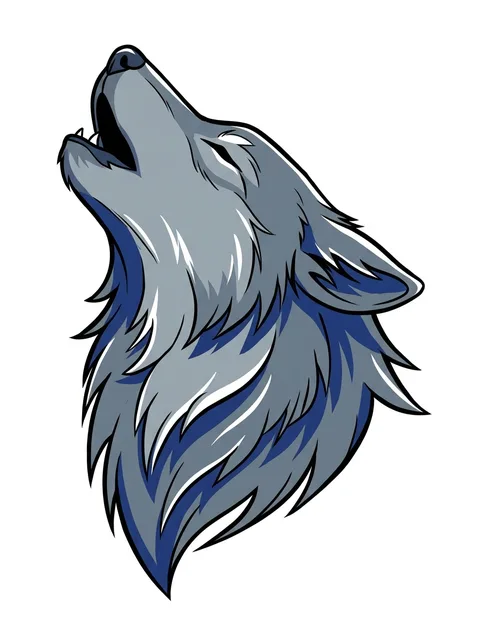 Color illustrative wolf tattoo design