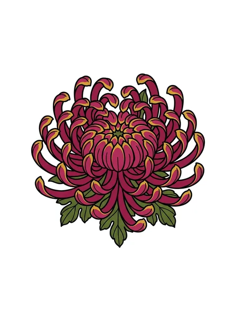Color irezumi chrysanthemum tattoo design