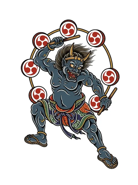 Color irezumi demon tattoo design
