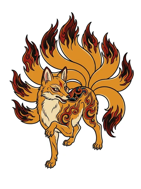 Color irezumi fox tattoo design