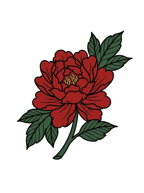 Color irezumi peony tattoo design