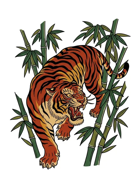 Color irezumi tiger tattoo design