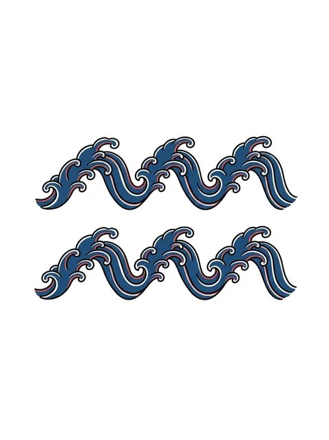 Color Japanese aquarius and wave tattoo design