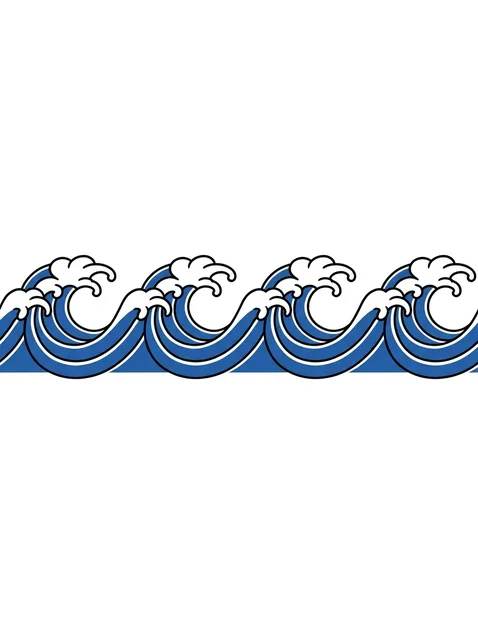 Color Japanese armband and wave tattoo design