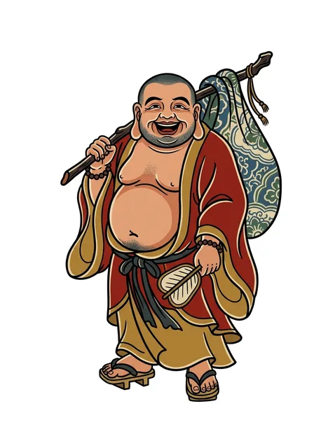 Tattoo-Vorlage mit einem Buddha, Stil: japanisch, in Farbe