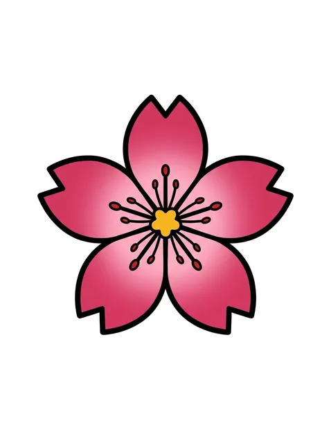 Color Japanese flower and cherry blossom tattoo design