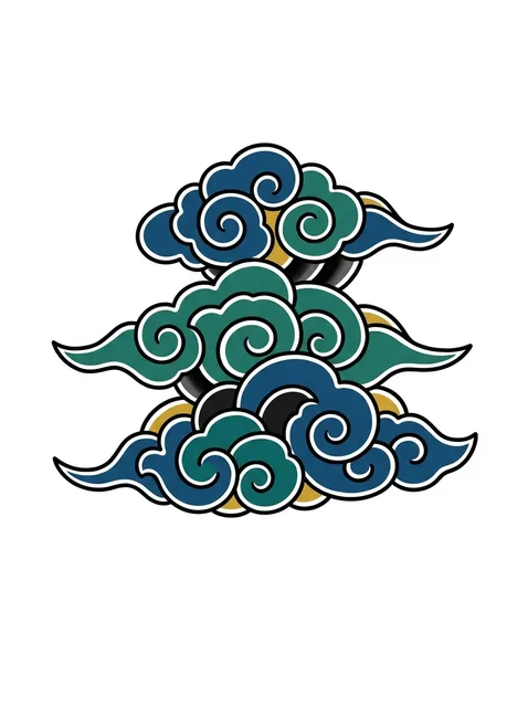 Color Japanese cloud tattoo design