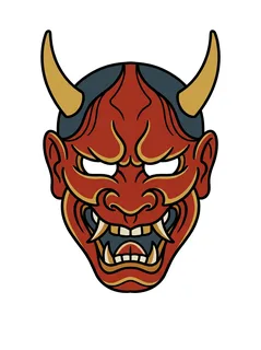 Color Japanese demon tattoo design