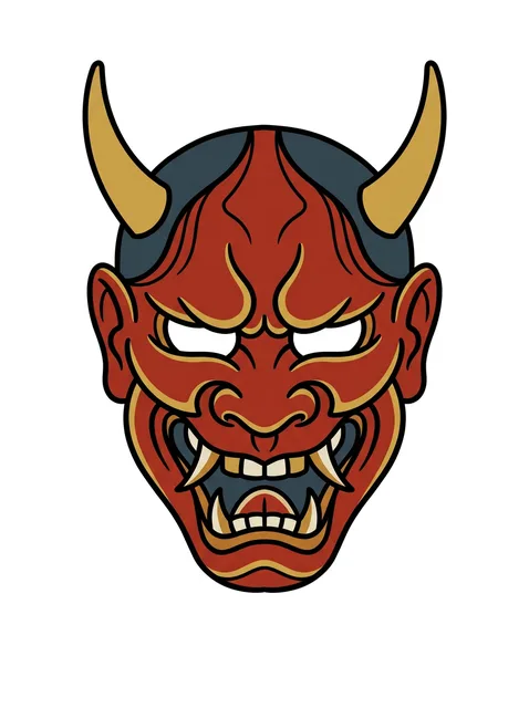 Color Japanese demon tattoo design