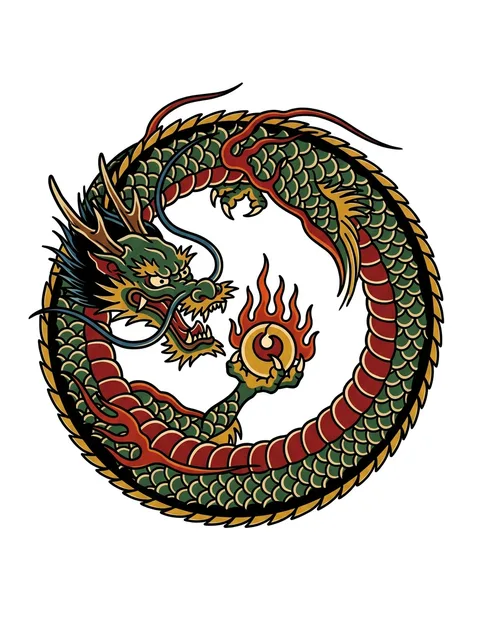 Color Japanese dragon tattoo design