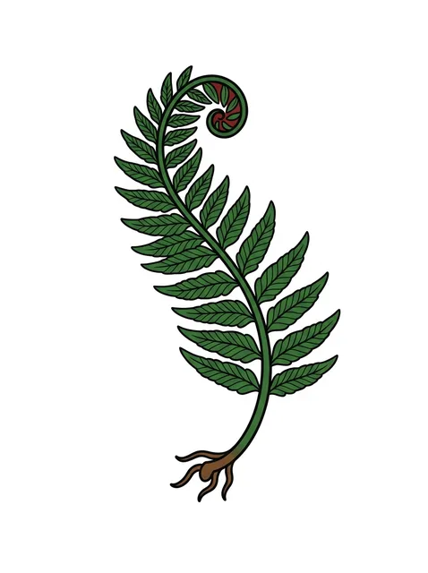 Color Japanese fern tattoo design