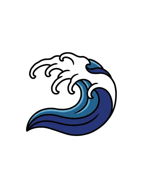 Color Japanese filler and wave tattoo design