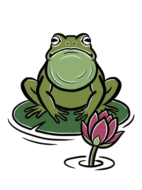 Color Japanese frog and lotus tattoo design
