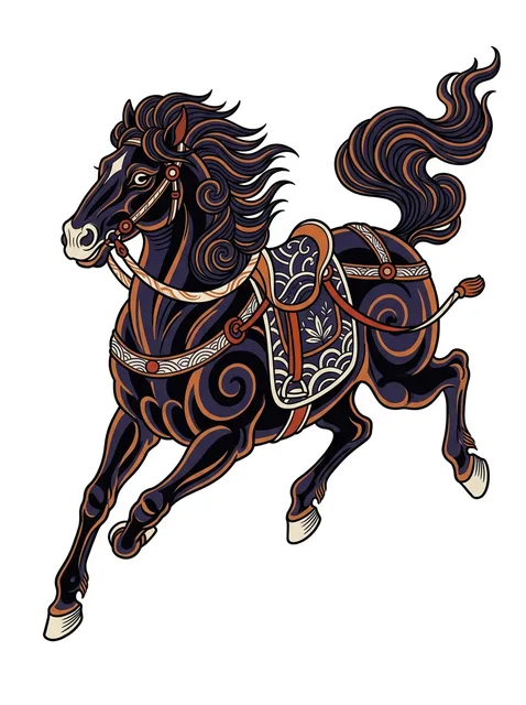 Color Japanese horse tattoo design