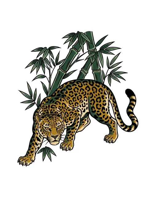 Color Japanese leopard tattoo design