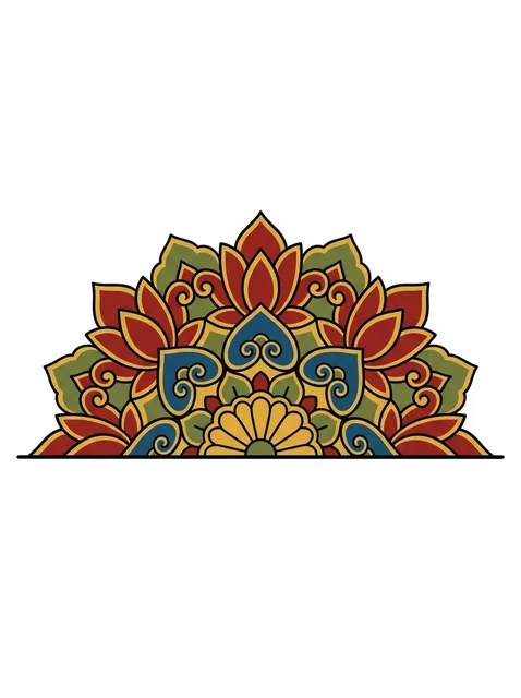Color Japanese mandala and flower tattoo design