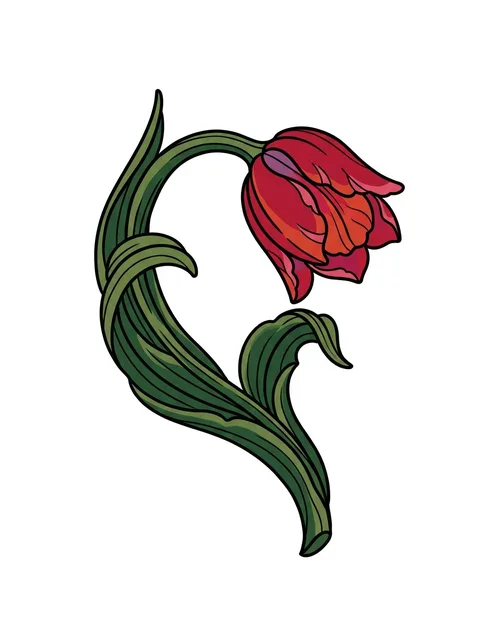 Color Japanese tulip tattoo design