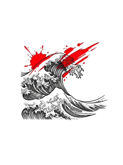 Color Japanese wave tattoo design: the wave, adding a dynamic and modern touch