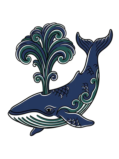 Color Japanese whale tattoo design