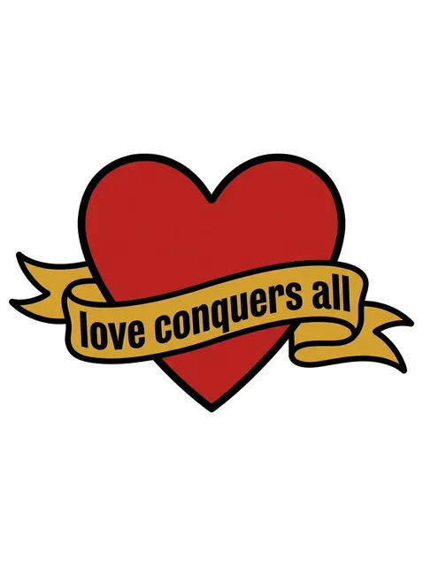 Color lettering quote and heart tattoo design