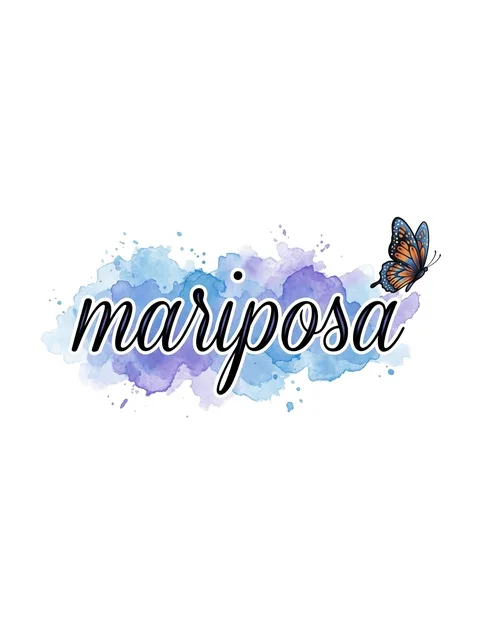 Color lettering script and butterfly tattoo design