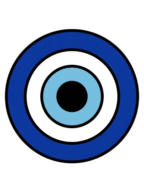 Color minimalist evil eye tattoo design, outline stencil