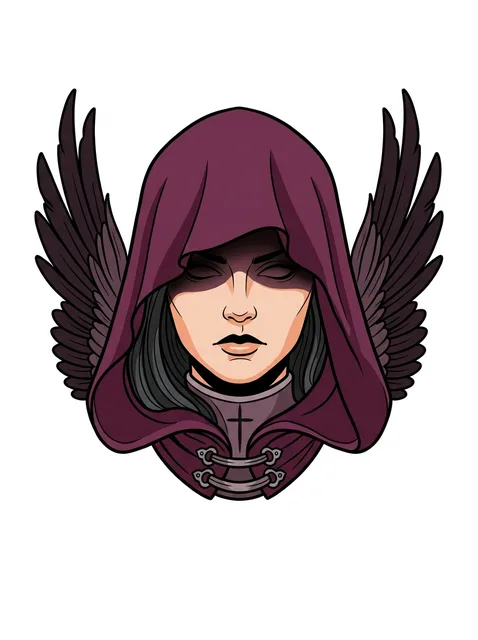 Color neo traditional angel of death tattoo design