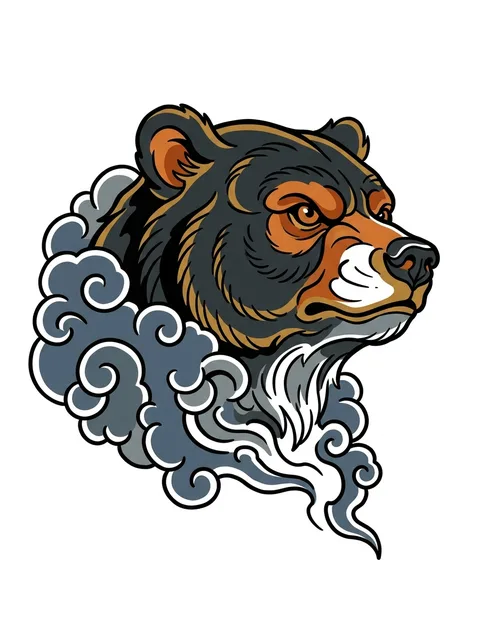 neo traditional bear tattoo design