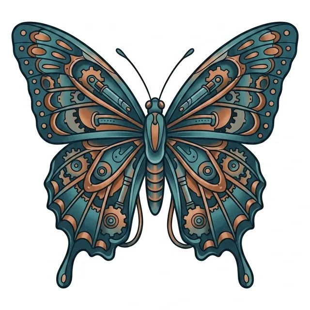 Color neo traditional butterfly tattoo design