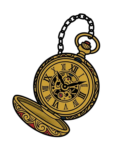 Color neo traditional clock tattoo design