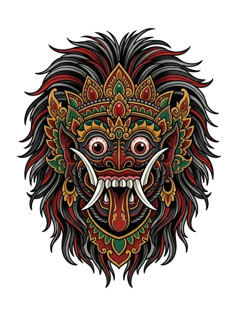 Tattoo-Vorlage mit einem Dämon, Stil: Neo Traditional, in Farbe