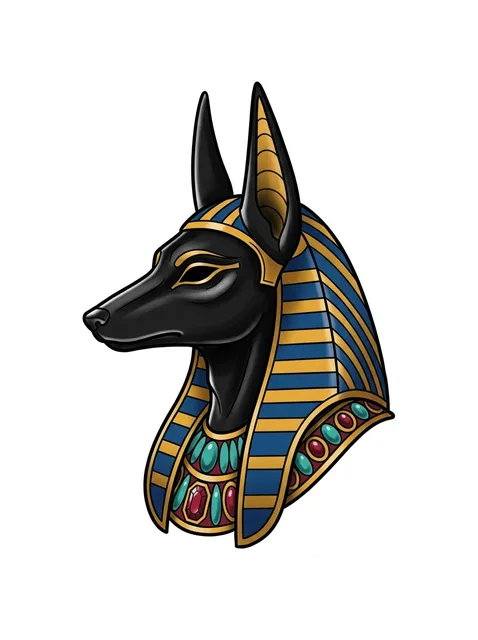 Color neo traditional egyptian and anubis tattoo design